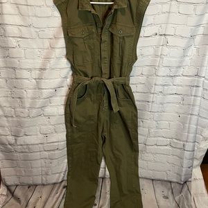 Free People Utility Green Jumpsuit